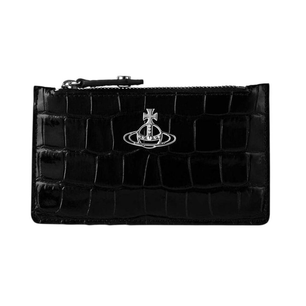 Vivienne Westwood Crocodile Print Leather Card Holder / Black